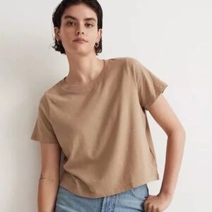 Madewell Tan Softfade Cotton Lakeshore Boxy Crop Tee M